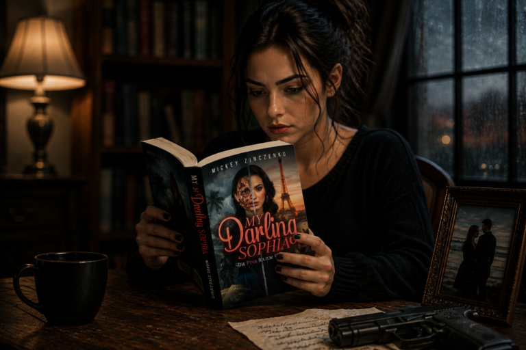 Woman Reading Revenge Thriller Book My Darling Sophia